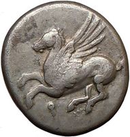 Ancient Silver Greek Pegasus Coin from Corinth for Sale
