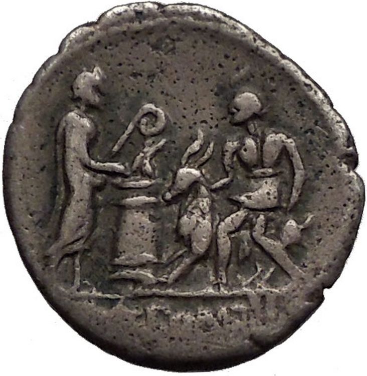 Roman Republic 97BC Numa Pompilius Rome King Apollo Ancient Silver Coin