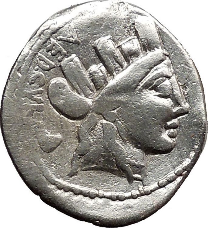 Roman Republic Furius Crassipes 84BC Dictators Seat Ancient Silver Coin I16011