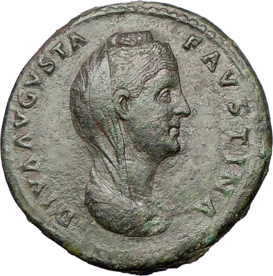 FAUSTINA I Sestertius 141AD HUGE Ancient Roman Coin Posthumous i27403 ...