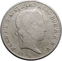 1840 Austria Emperor FERDINAND I Antique Silver Coin 20 Kreuzer