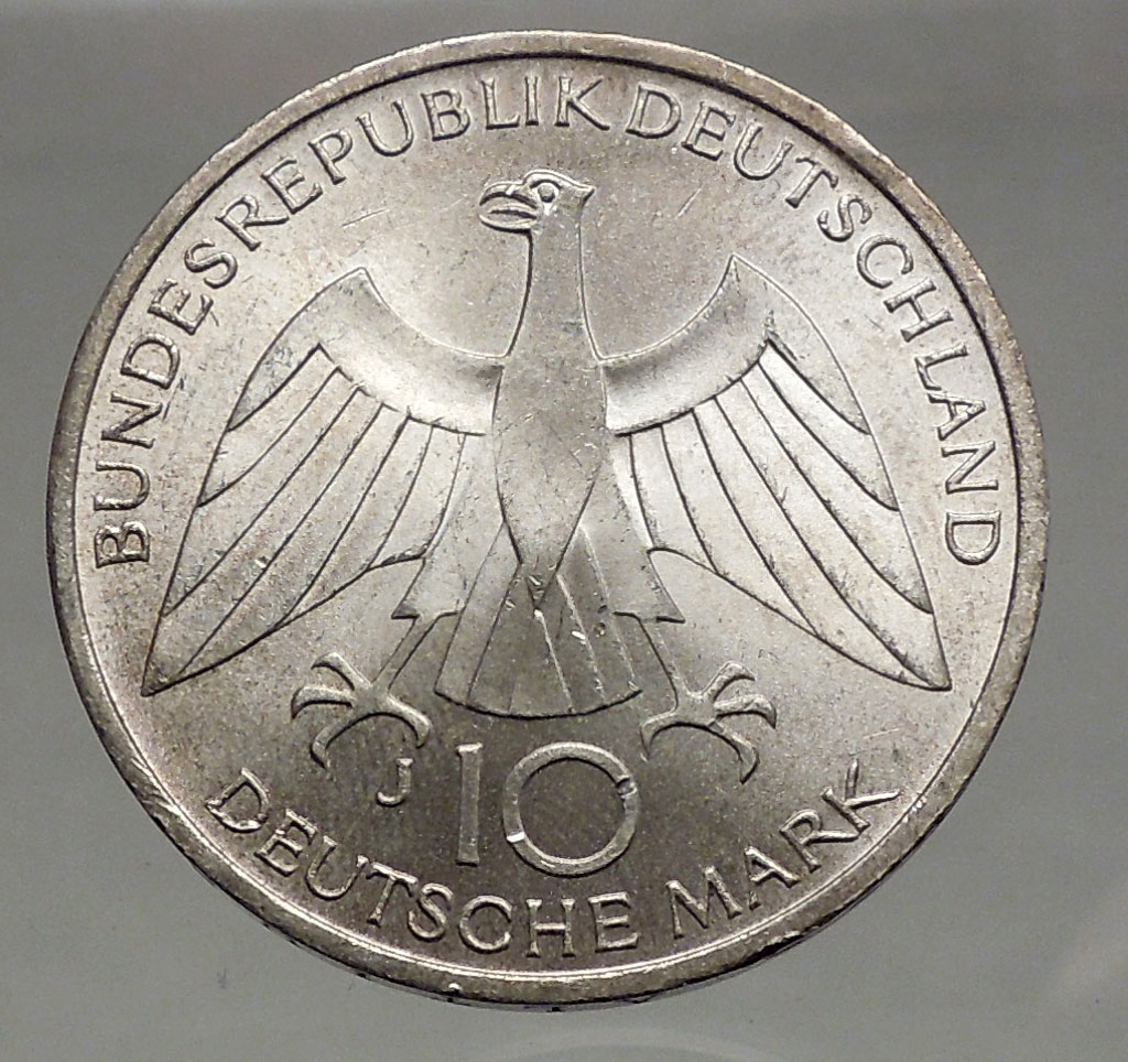 1972 Germany Munich Summer Olympics Games Schleife 10 Mark Silver Coin ...
